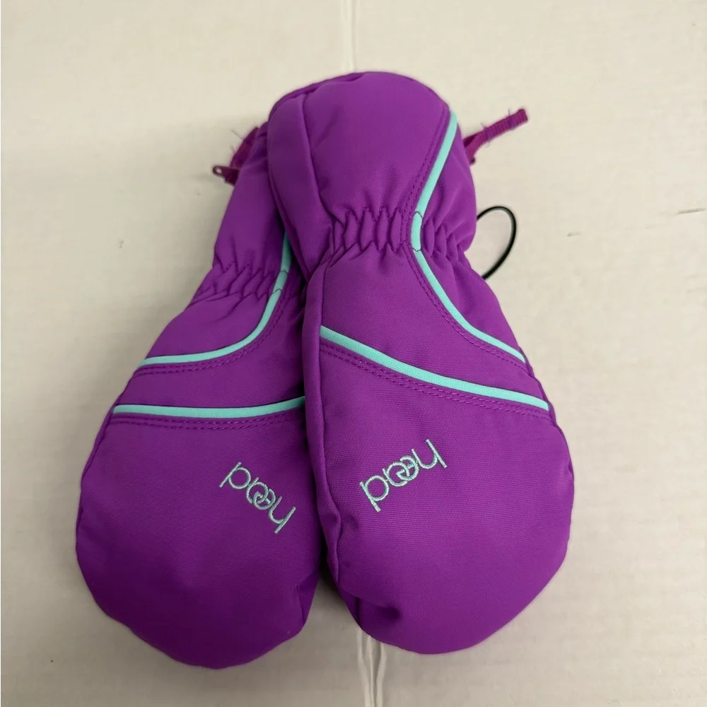 Kids Head Mittens in Vibrant Purple and Aqua